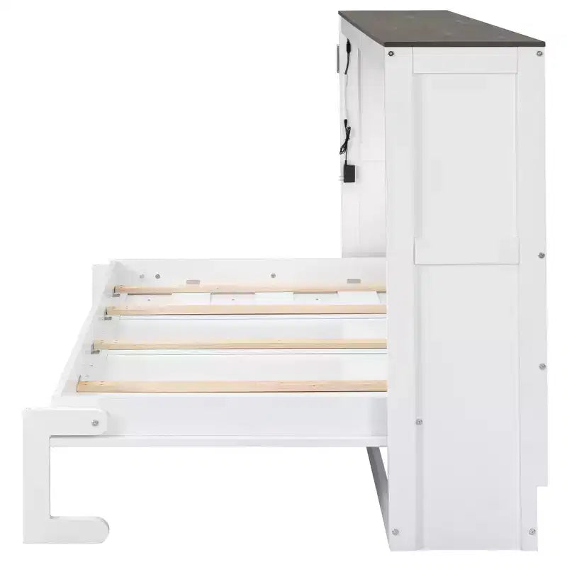 Επικλινές κρεβάτι (Murphy bed) μεγέθους Twin με φως LED, που αναδιπλώνεται σε ντουλάπι, κρυφό επιτοίχιο κρεβάτι για ξενώνα