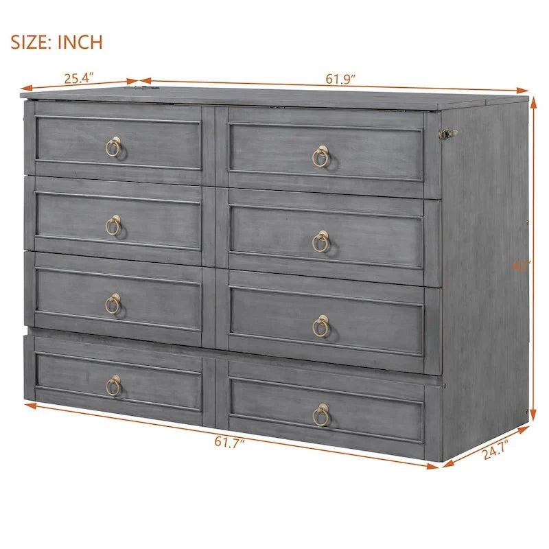Queen Murphy Bed with Large Drawers