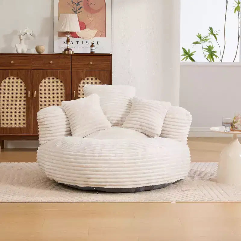 Καναπές Bean Bag για ενήλικες και παιδιά, υπερμεγέθης πολυθρόνα πουφ από κοτλέ ύφασμα με 3 μαξιλάρια και μπράτσα για το σαλόνι και την κρεβατοκάμαρα