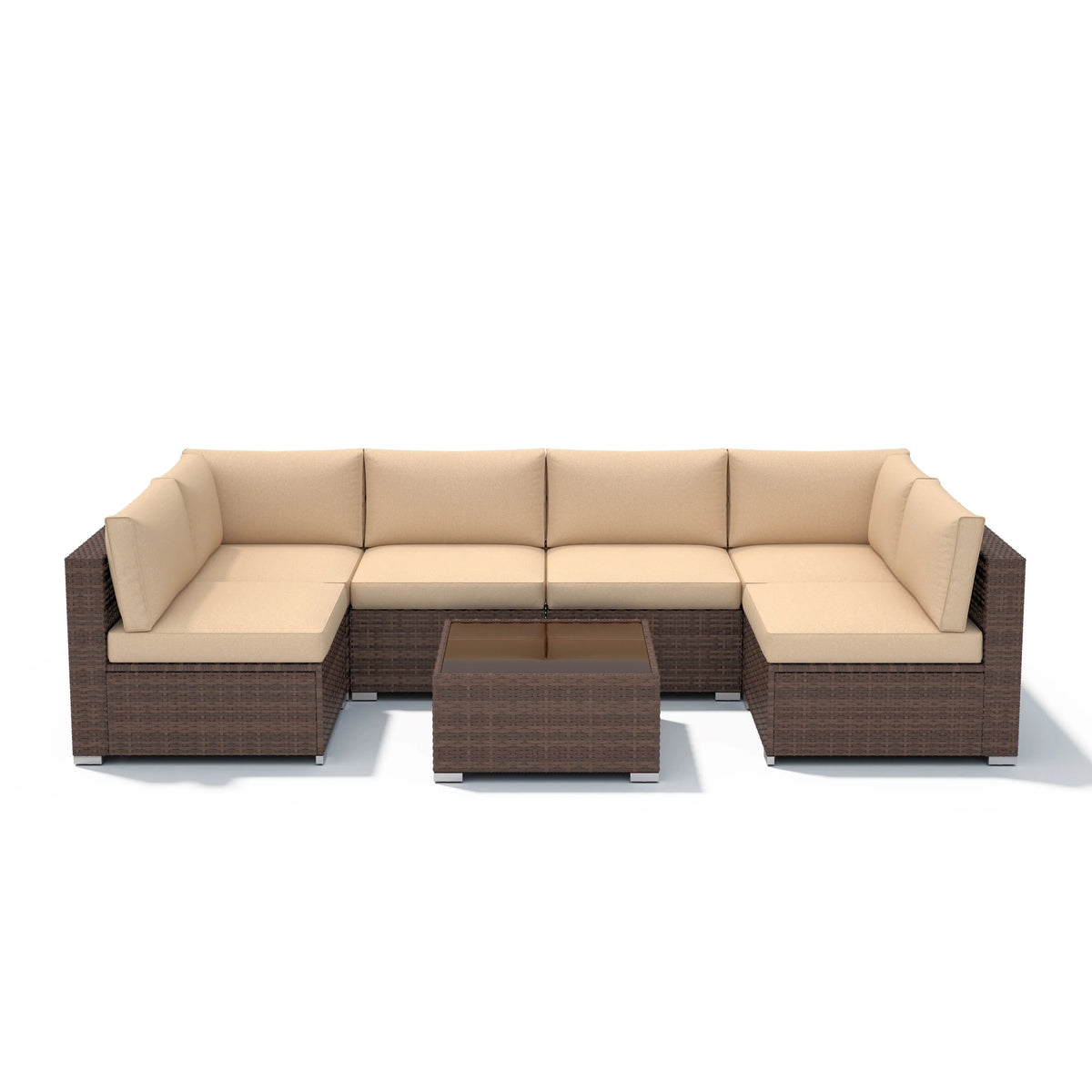Wicker/ Steel 7-piece Outdoor Cushioned Sectional Sofa Set