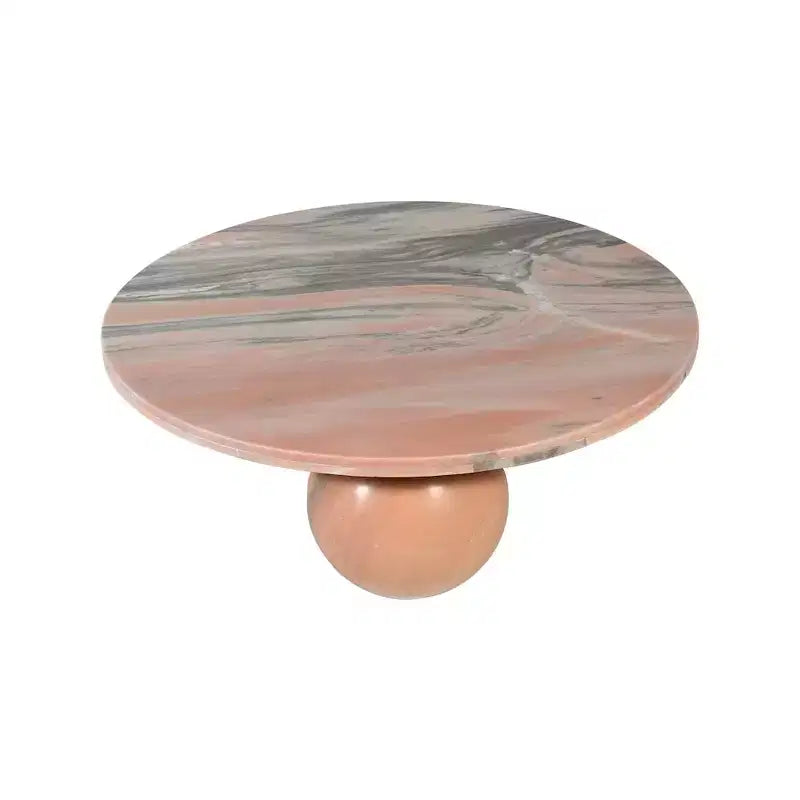 Round Marble Coffee Table with Sphere Legs, Multicolor, Seats 4â€?
