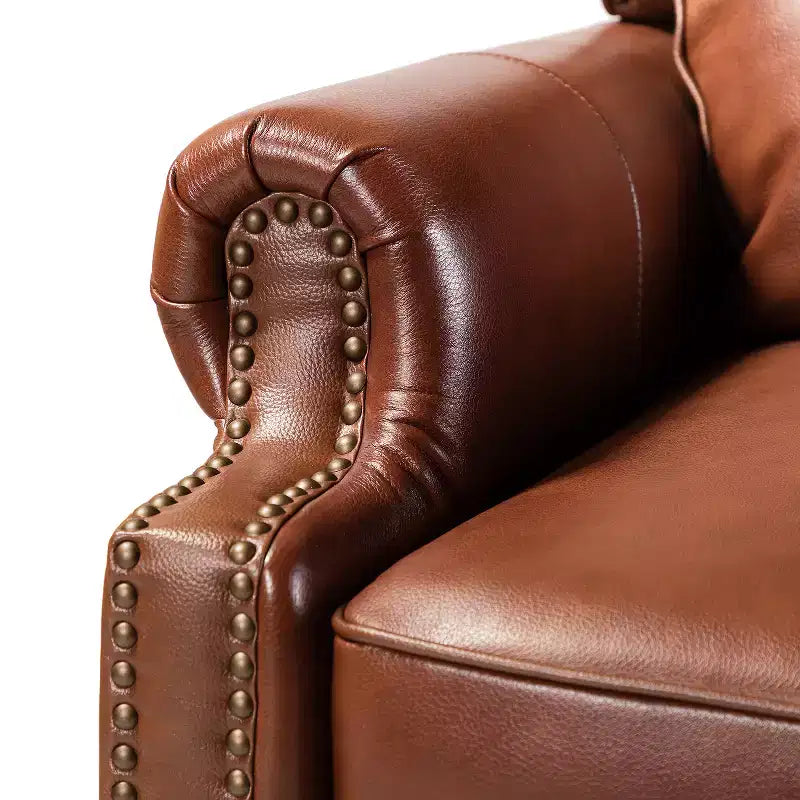 Σετ 2 Πολυθρόνων Elisabete Modern Wingback από Γνήσιο Δέρμα με Ανακλινόμενο Μηχανισμό και Διακοσμητικά Τρουκς για το Σαλόνι και την Κρεβατοκάμαρα| ART OF LIVING DESIGNS