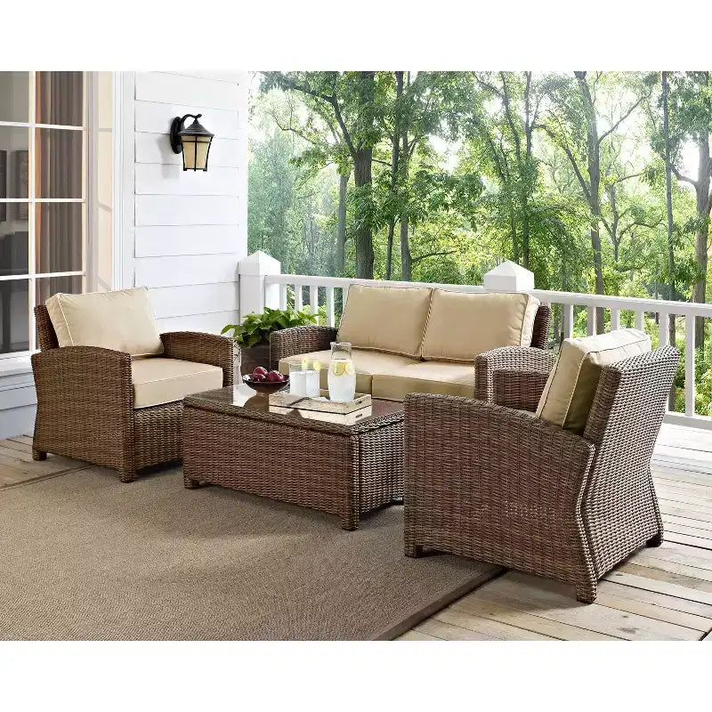 Σετ εξωτερικού χώρου Bradenton 4 τεμαχίων από ψάθα - Crosley
