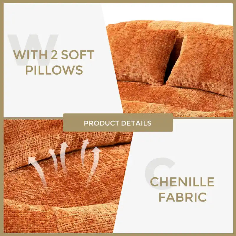 GDFStudio - Καναπές 2 Θέσεων Laurel Chenille Lazy με Αφρό Υψηλής Πυκνότητας και Υπερμεγέθη Άνεση
