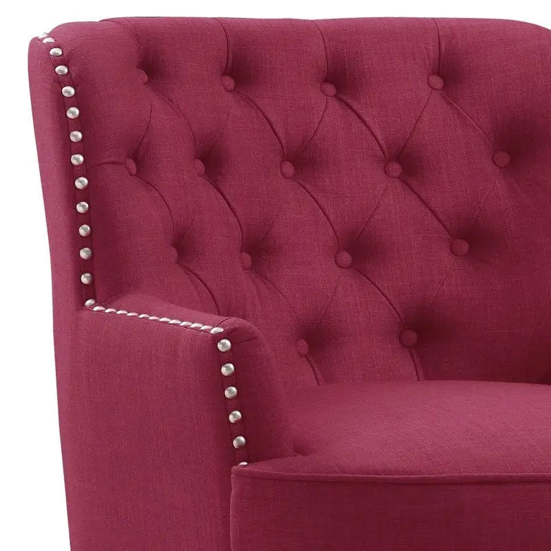 Moser Bay Mignon Velvet / Linen 30 Wide Tufted Wingback Accent Chair