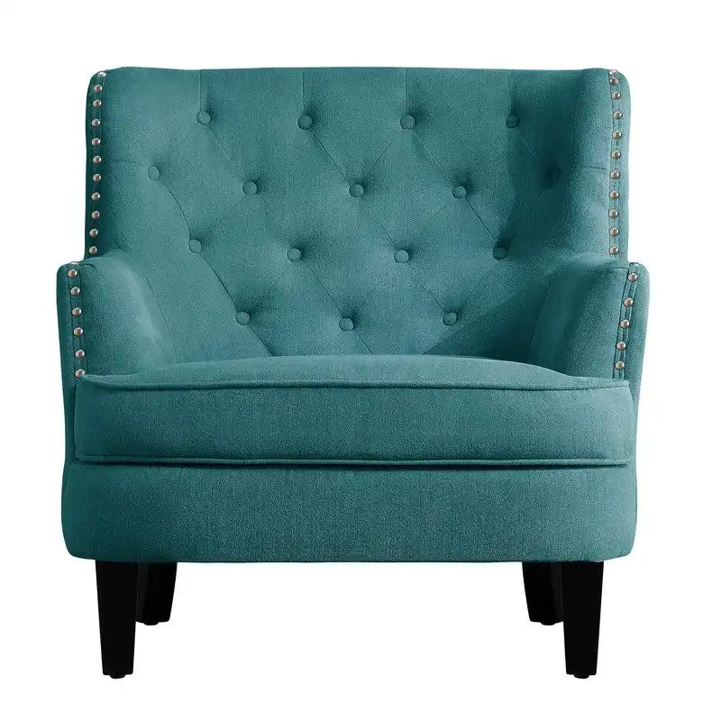 Moser Bay Mignon Velvet / Linen 30 Wide Tufted Wingback Accent Chair