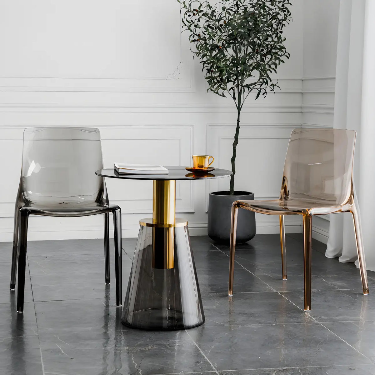 Amber Acrylic Armless Low Back Dining Chair