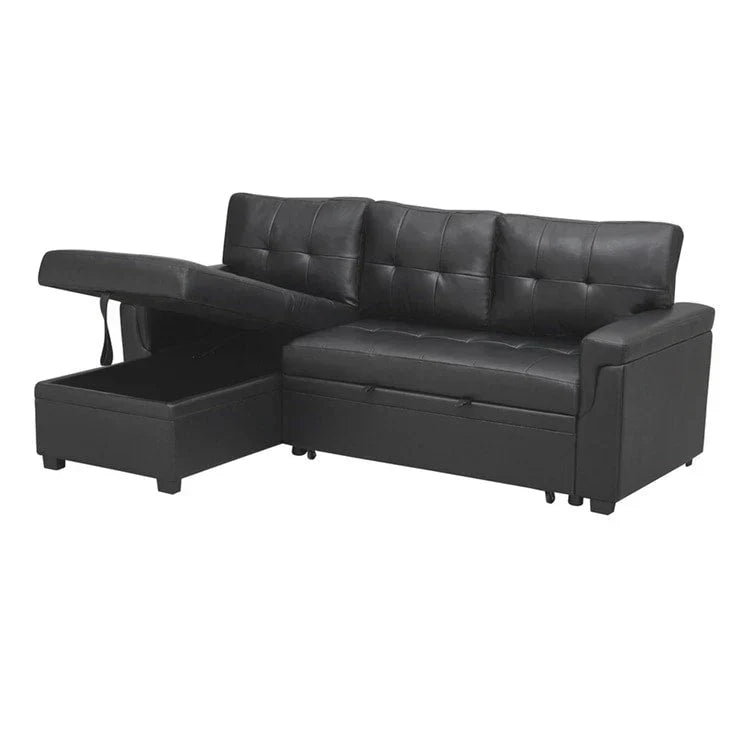 Convertible Reversible Sectional Sofa with Pull-Out Sleeper Bed, Hidden Storage Chaise, and Durable Legs