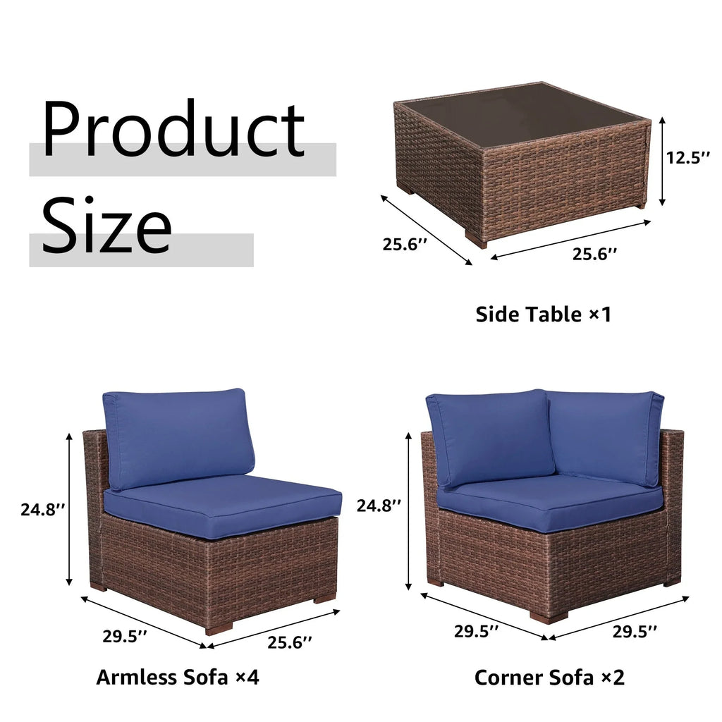 Wicker/ Steel 7-piece Outdoor Cushioned Sectional Sofa Set