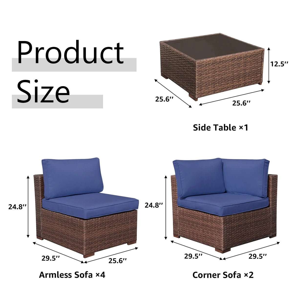 Wicker/ Steel 7-piece Outdoor Cushioned Sectional Sofa Set