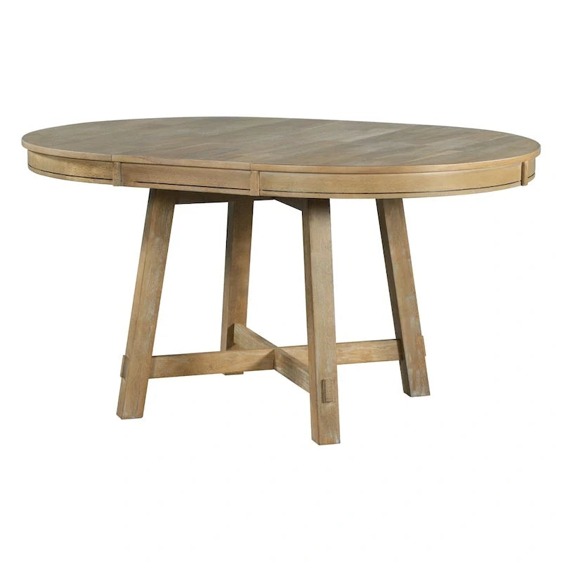 Farmhouse Round Extendable Dining Table with 16 Leaf Wood Kitchen Table
