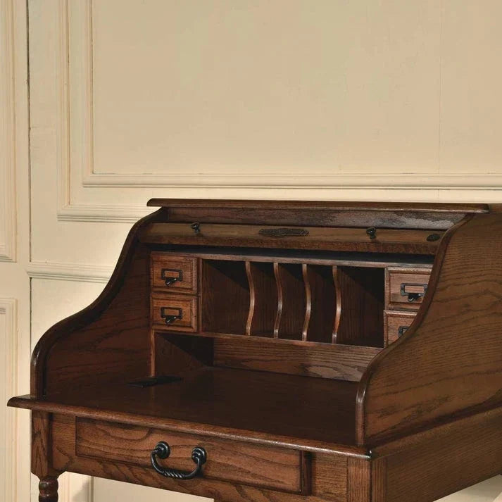 32 Mini Roll Top Desk w/ USB Power Outlet - N/A