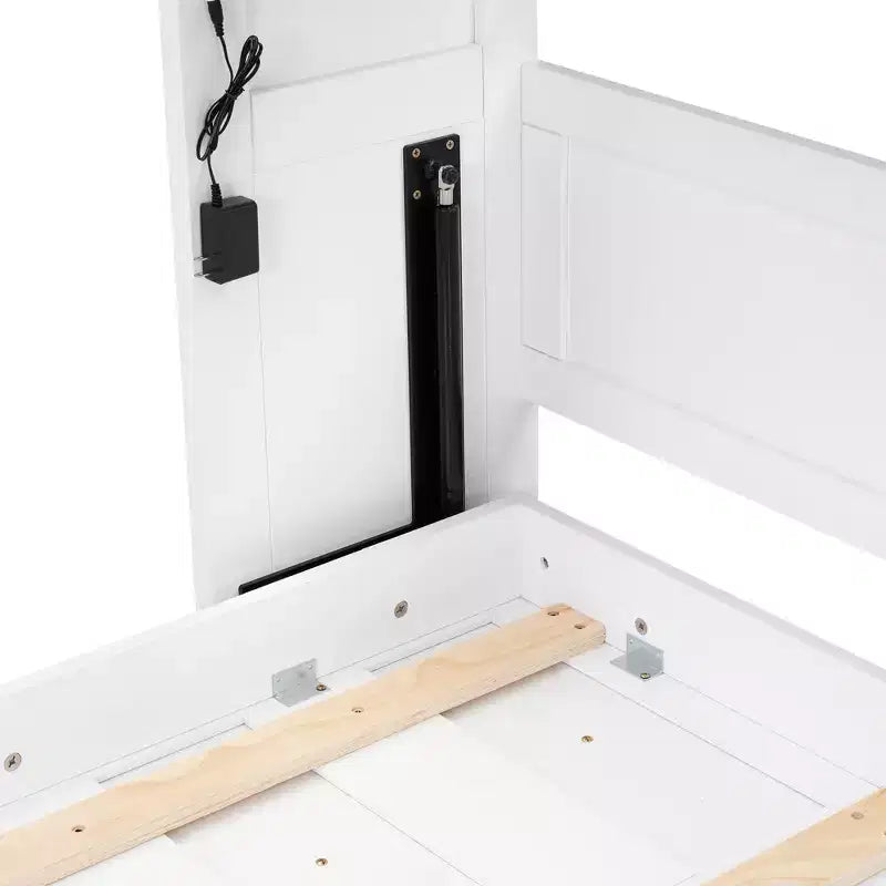 Επικλινές κρεβάτι (Murphy bed) μεγέθους Twin με φως LED, που αναδιπλώνεται σε ντουλάπι, κρυφό επιτοίχιο κρεβάτι για ξενώνα