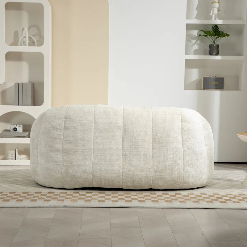 White 63.78  Chenille Upholstered Lounge Chair with High Density Foam