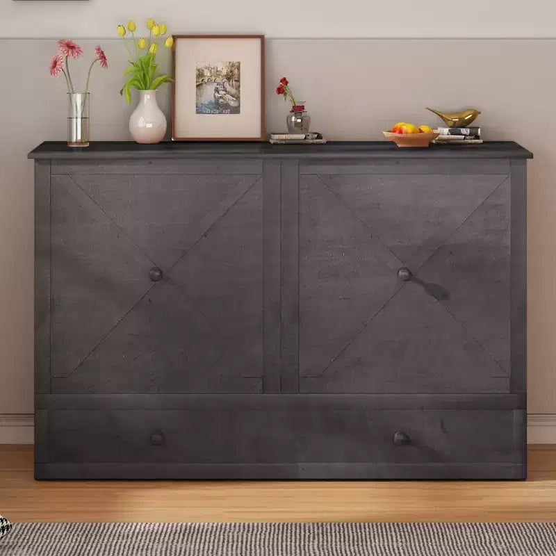 Mjkone Murphy Bed Queen, Αναδιπλούμενο κρεβάτι-ντουλάπι Cube με σταθμό φόρτισης & αποθηκευτικό χώρο