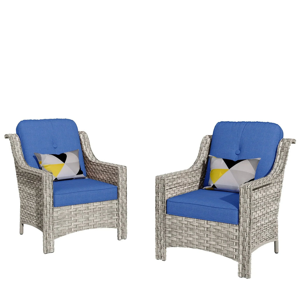 HOOOWOOO 2-piece High Back Wicker Rattan Outdoor Patio Chair Set