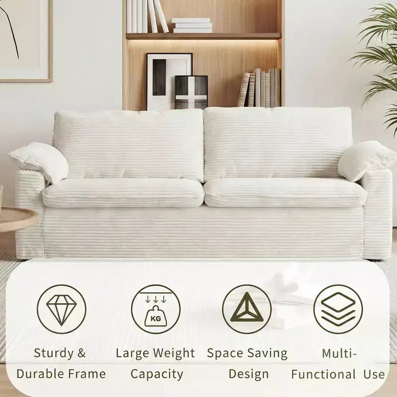 Καναπές Dyonery 86 Cloud Loveseat, Βαθύ Κάθισμα & Μαξιλάρια Φαρδύς Μπράτσων, Στιβαρός Σκελετός, Εργονομικός Σχεδιασμός που Επιτρέπει την Αναπνοή του Υφάσματος