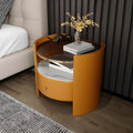 Luxury Glass Top Nightstand with Drawer Storage and Open Cubby