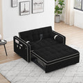 Velvet Convertible 55'' 2-Seater Sleeper Sofa with Pull-Out Bed, Adjustable Recline, Side Pockets, and Phone Holder