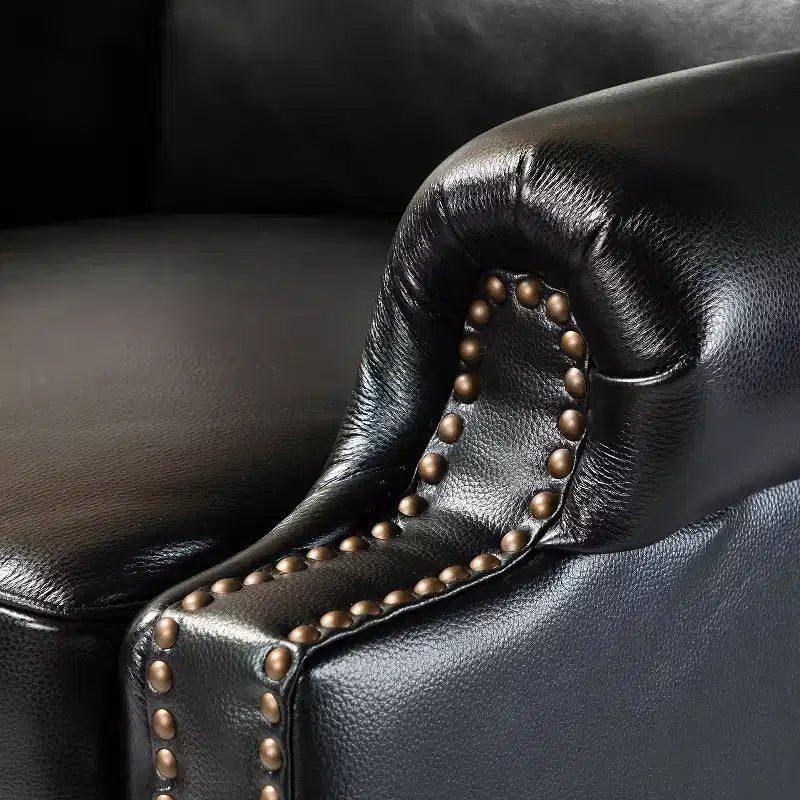Σετ 2 Πολυθρόνων Elisabete Modern Wingback από Γνήσιο Δέρμα με Ανακλινόμενο Μηχανισμό και Διακοσμητικά Τρουκς για το Σαλόνι και την Κρεβατοκάμαρα| ART OF LIVING DESIGNS