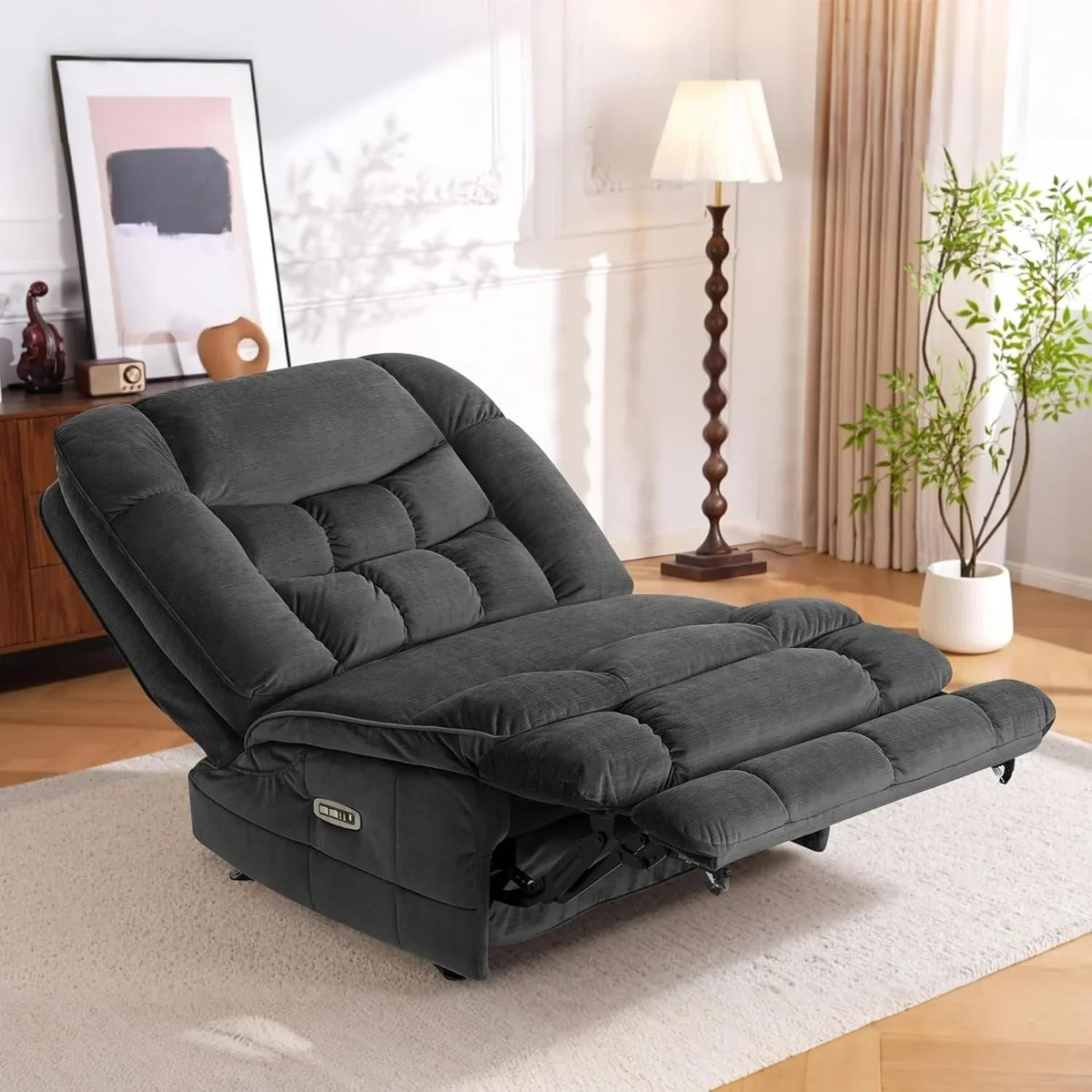 Πολυθρόνα relax MCombo υπερμεγέθης με διπλό μοτέρ χωρίς μπράτσα, ηλεκτρική πολυθρόνα λικνιζόμενη Zeroarms ιδανική για το σαλόνι, υφασμάτινη PR607