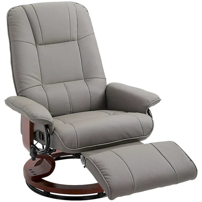 HomCom Faux Leather Adjustable Manual Swivel Base Recliner Chair with Comfortable and Relaxing Footrest