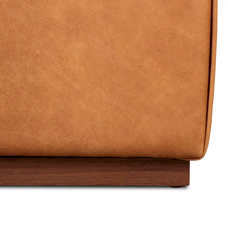 Poly & Bark Jarmo Ottoman with Adjustable Walnut Table - Full Grain Genuine Italian Leather