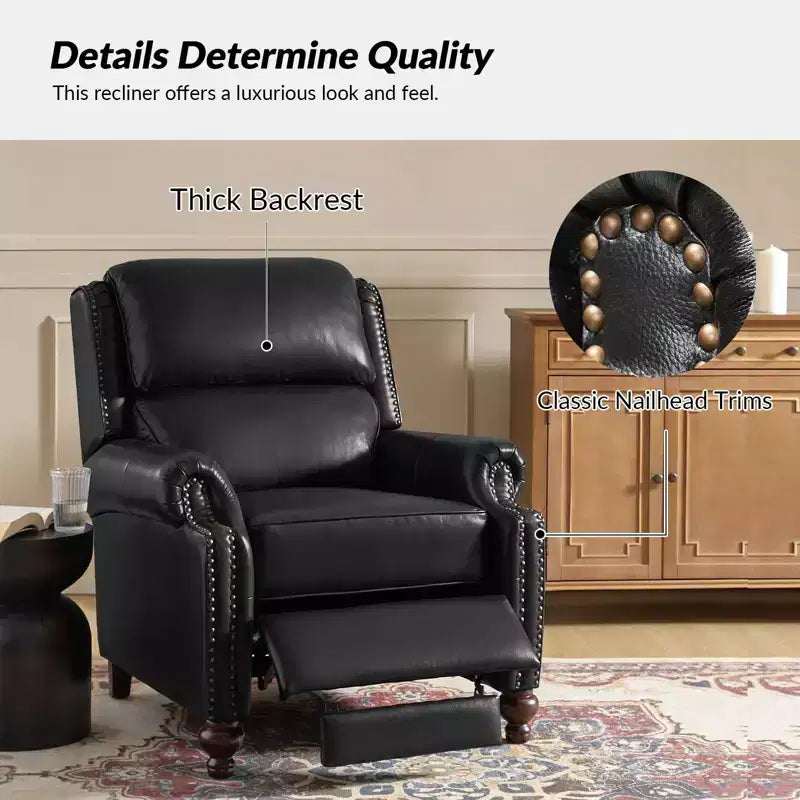 Σετ 2 Πολυθρόνων Elisabete Modern Wingback από Γνήσιο Δέρμα με Ανακλινόμενο Μηχανισμό και Διακοσμητικά Τρουκς για το Σαλόνι και την Κρεβατοκάμαρα| ART OF LIVING DESIGNS