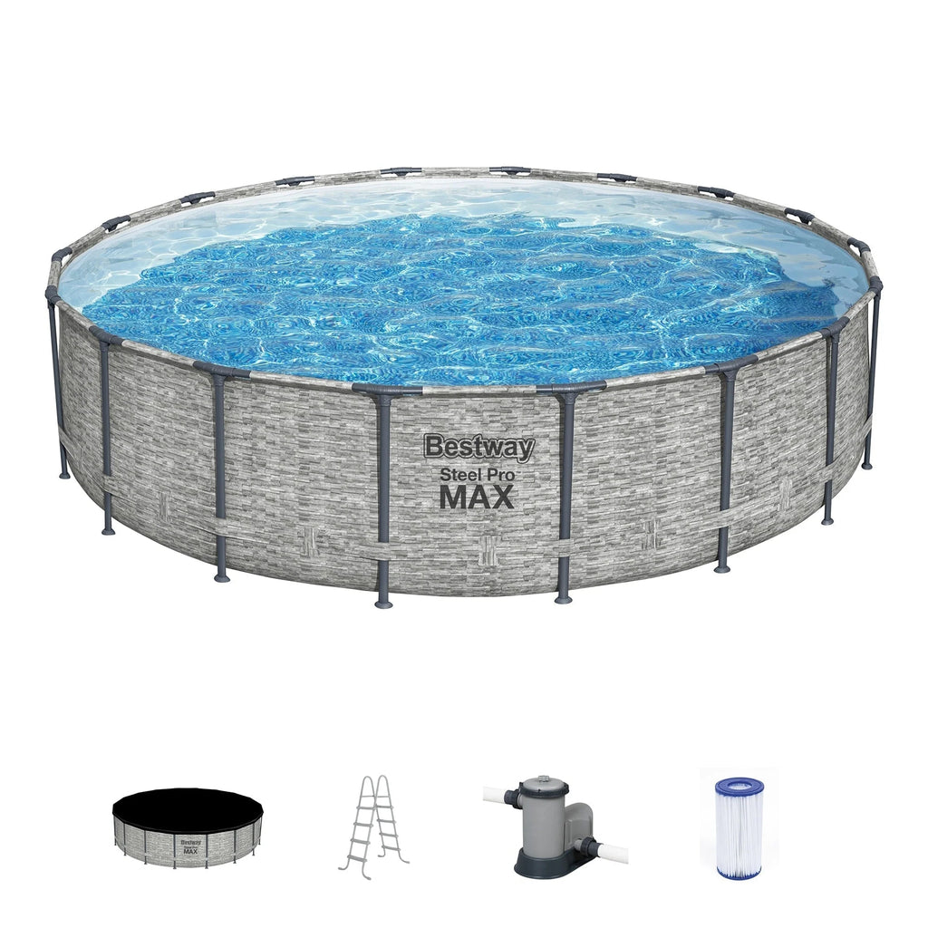 Στρογγυλή υπέργεια πισίνα Bestway Steel Pro MAX με αντλία και κάλυμμα