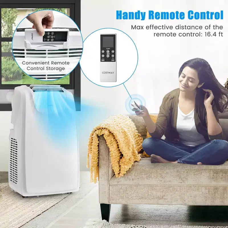 Costway 8000 BTU (11,500 BTU ASHRAE) Dual Hose Portable Air Conditioner 3-in-1 AC Unit w/ Remote Control