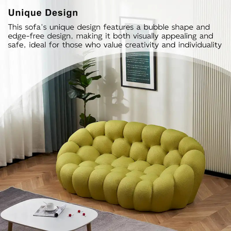 2-Seat Bubble Curved Lazy Sofa Honeycomb Shaped with 3D Textile Fabric for Living Room Salon Apartment