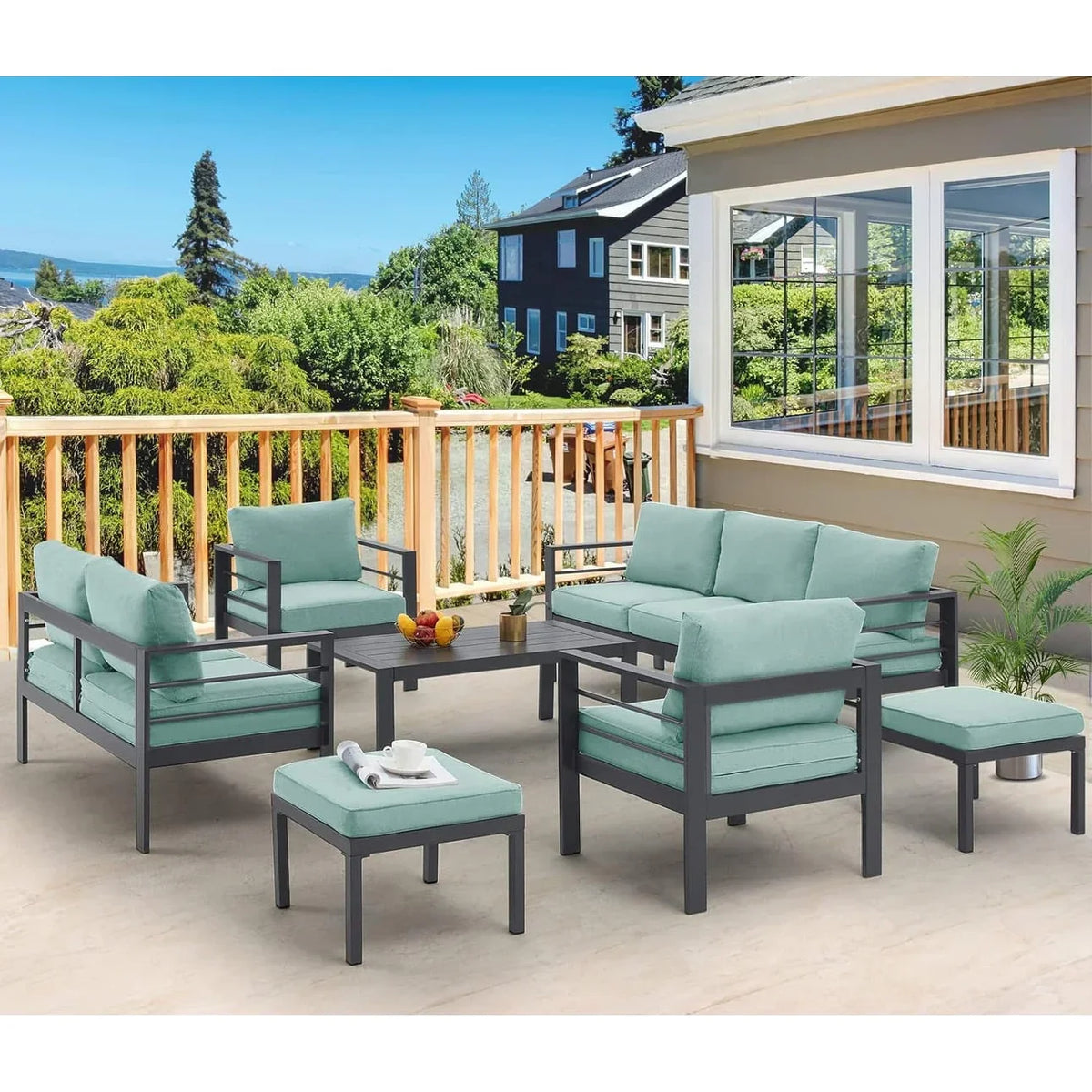 AECOJOY 7 Pieces Aluminum Patio Furniture Set Outdoor Conversation Set
