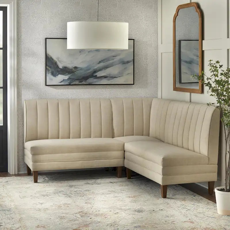 Lifestorey Kerrington 3-Piece Channel Back Upholstered Banquette Set