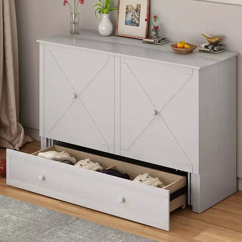 Mjkone Murphy Bed Queen, Αναδιπλούμενο κρεβάτι-ντουλάπι Cube με σταθμό φόρτισης & αποθηκευτικό χώρο