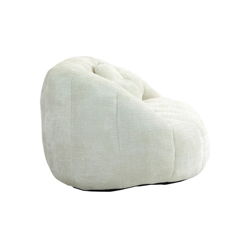 White 63.78  Chenille Upholstered Lounge Chair with High Density Foam