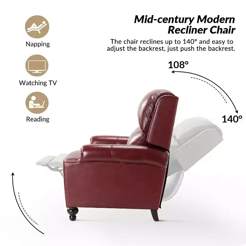 Σετ 2 Πολυθρόνων Elisabete Modern Wingback από Γνήσιο Δέρμα με Ανακλινόμενο Μηχανισμό και Διακοσμητικά Τρουκς για το Σαλόνι και την Κρεβατοκάμαρα| ART OF LIVING DESIGNS