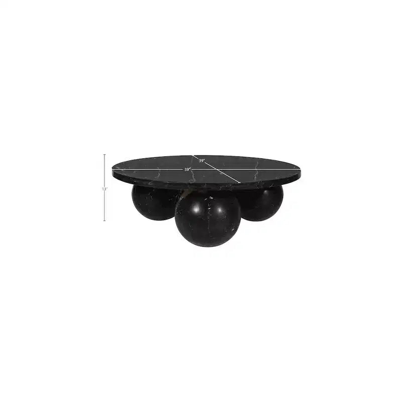 Round Marble Coffee Table with Sphere Legs, Multicolor, Seats 4â€?