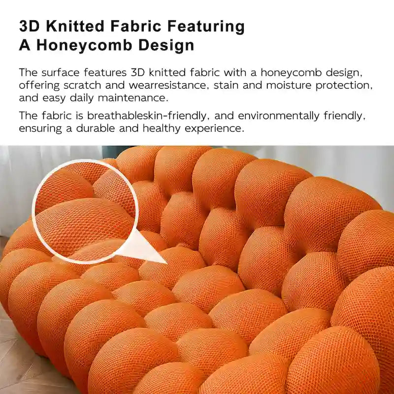2-Seat Bubble Curved Lazy Sofa Honeycomb Shaped with 3D Textile Fabric for Living Room Salon Apartment