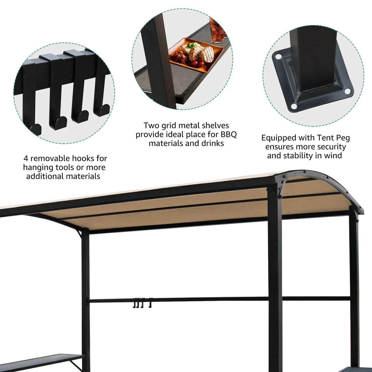 Outdoor 5 ft. x 8 ft. Steel Frame Grill Gazebo Canopy Barbecue Shelter