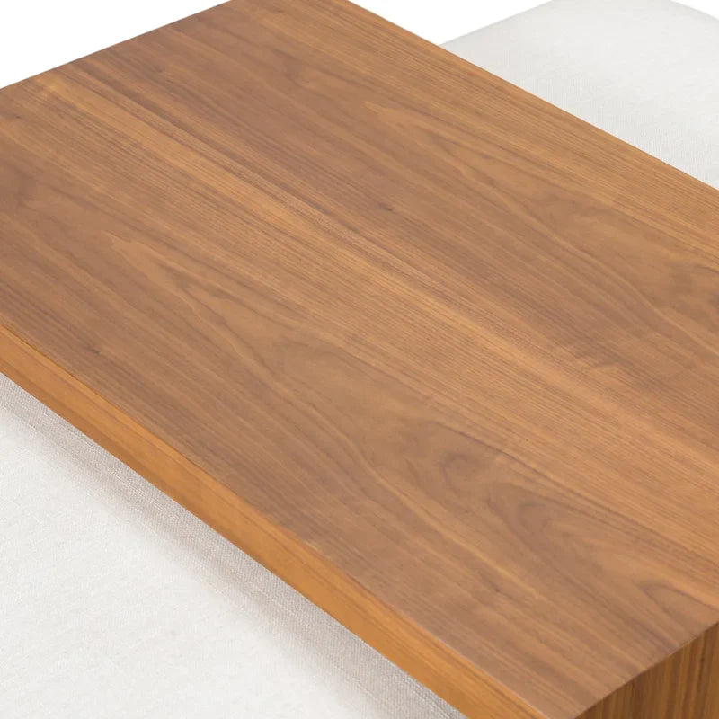 Poly & Bark Jarmo Ottoman with Adjustable Walnut Table - Full Grain Genuine Italian Leather