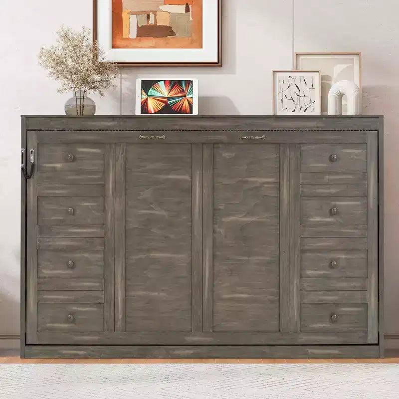 Επικλινές κρεβάτι (Murphy bed) μεγέθους Twin με φως LED, που αναδιπλώνεται σε ντουλάπι, κρυφό επιτοίχιο κρεβάτι για ξενώνα
