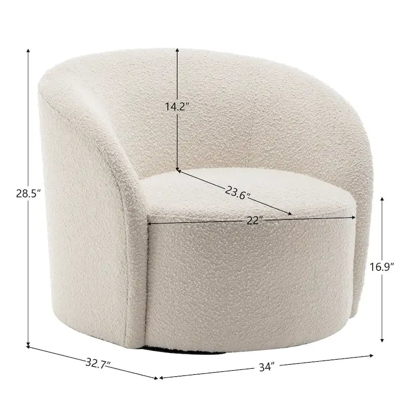 KINWELL Πολυθρόνα Barrel με περιστρεφόμενη βάση, 34" (Σετ των 2)