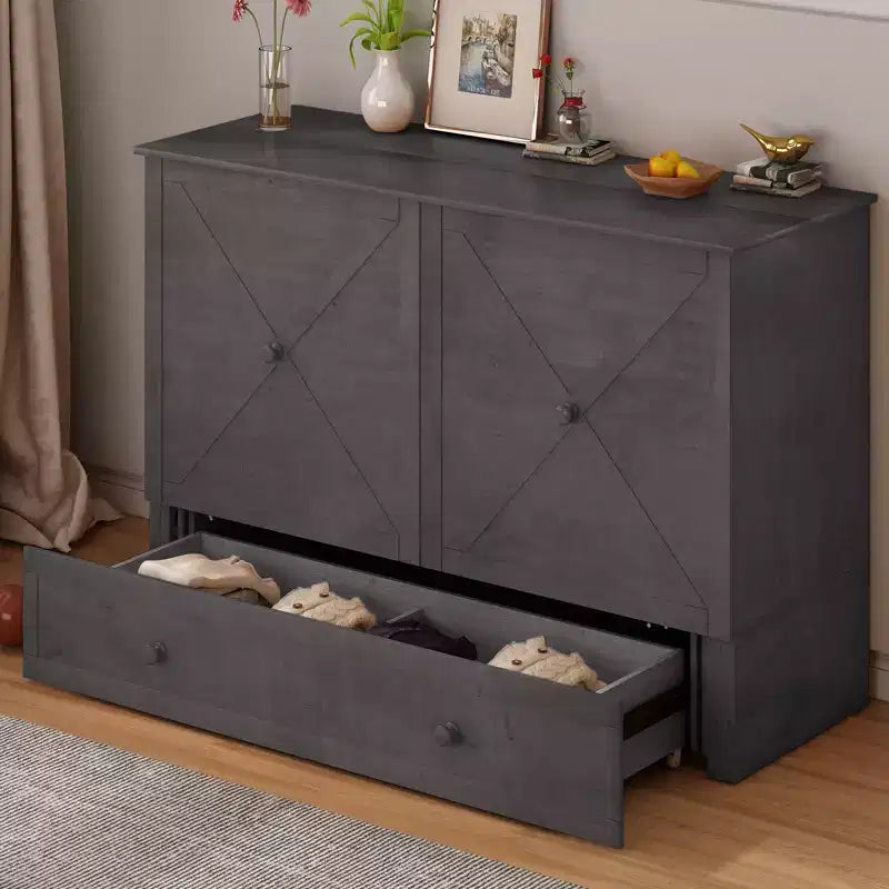 Mjkone Murphy Bed Queen, Αναδιπλούμενο κρεβάτι-ντουλάπι Cube με σταθμό φόρτισης & αποθηκευτικό χώρο