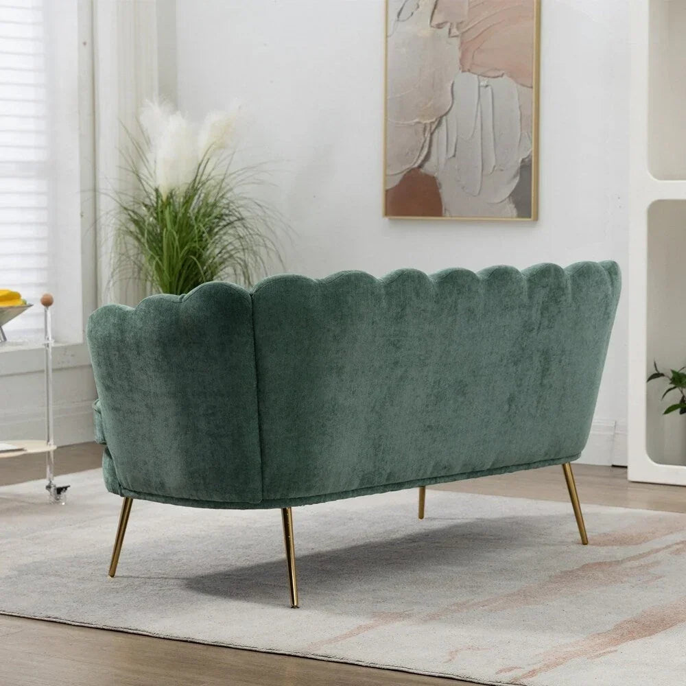 Small Mini Room Couch Two-Seater Sofa with Gold Metal Leg - 2 Seat