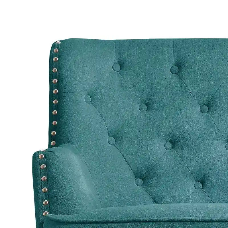 Moser Bay Mignon Velvet / Linen 30 Wide Tufted Wingback Accent Chair