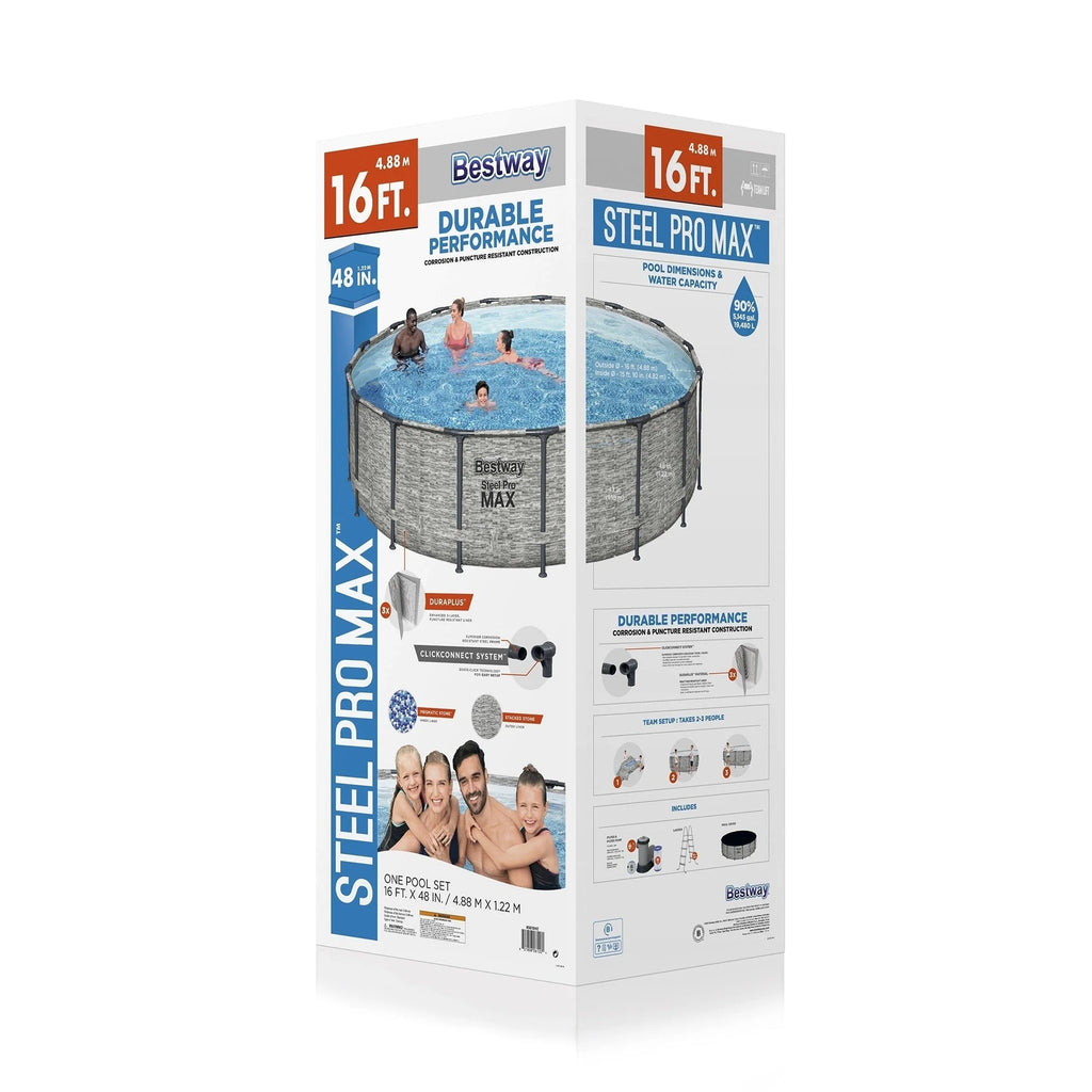 Στρογγυλή υπέργεια πισίνα Bestway Steel Pro MAX με αντλία και κάλυμμα