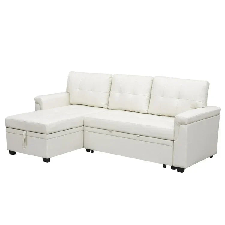 Convertible Reversible Sectional Sofa with Pull-Out Sleeper Bed, Hidden Storage Chaise, and Durable Legs