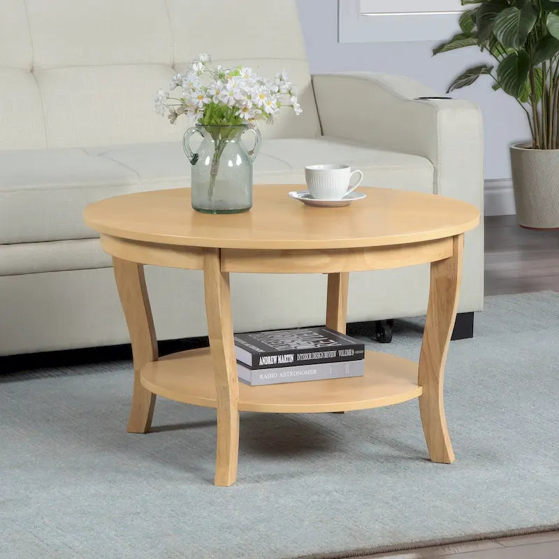 Convenience Concepts American Heritage Round Coffee Table with Shelf