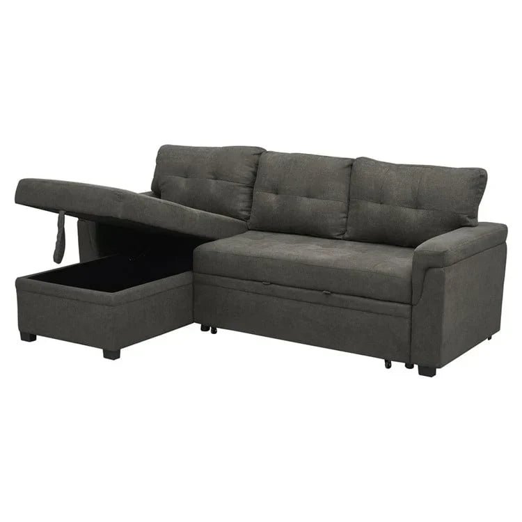 Convertible Reversible Sectional Sofa with Pull-Out Sleeper Bed, Hidden Storage Chaise, and Durable Legs