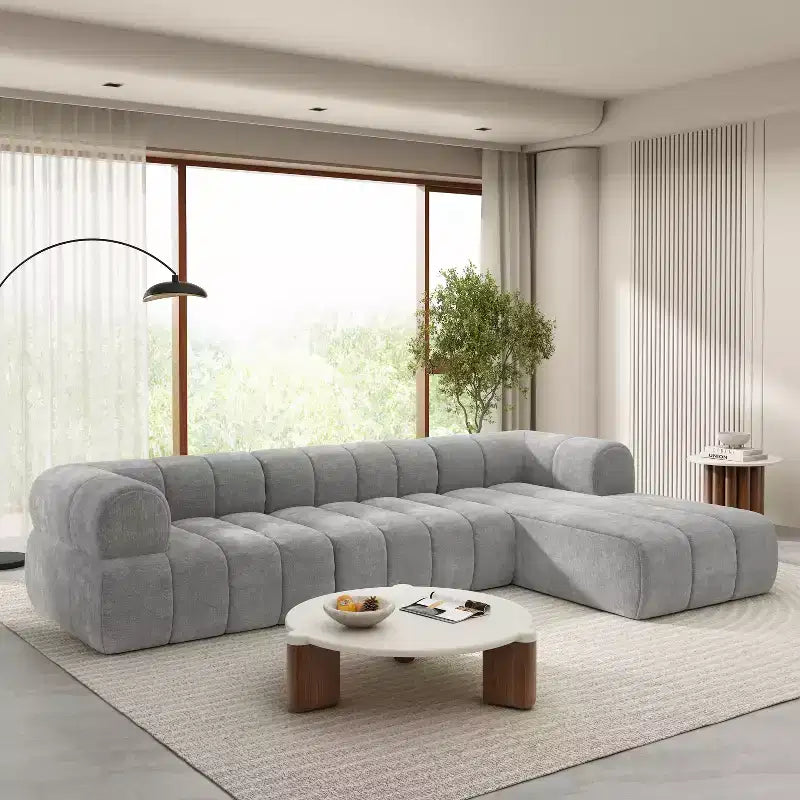 Μοντέρνος γωνιακός καναπές σε σχήμα L Christopher Knight Home Keri 122 με αφρό υψηλής πυκνότητας και χαμηλή πλάτη
